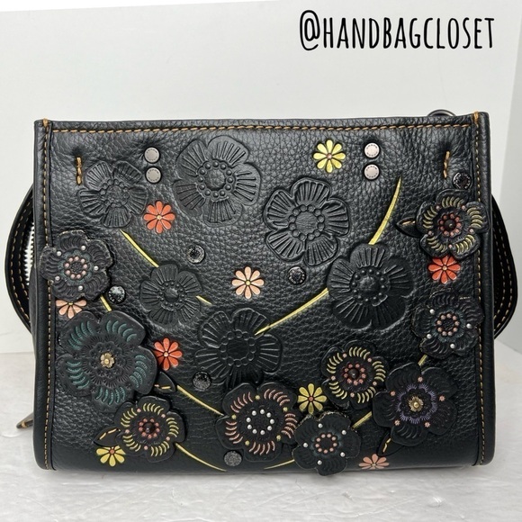 COACH 1941 TOOLED TEA ROSE TEAROSE WILLOW METAL AND LEATHER ROGUE 25 RARE BAG - Picture 8 of 16